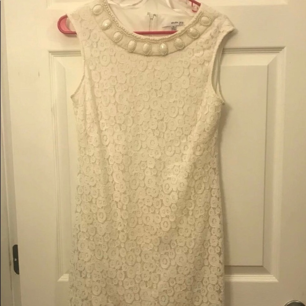 Studio 1 white lace shift dress